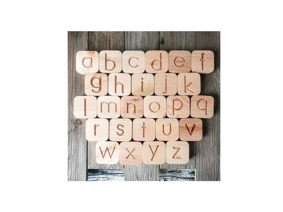 Utukutu Wooden Cube Alphabet - Lowercase Letters | Montessori Aids