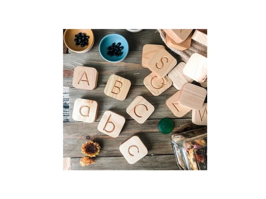 Utukutu Wooden Cube Alphabet - Lowercase Letters | Montessori Aids