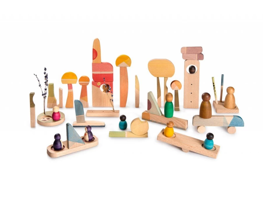 Utukutu Happy Town Wooden Toys (40Pcs) | Toys