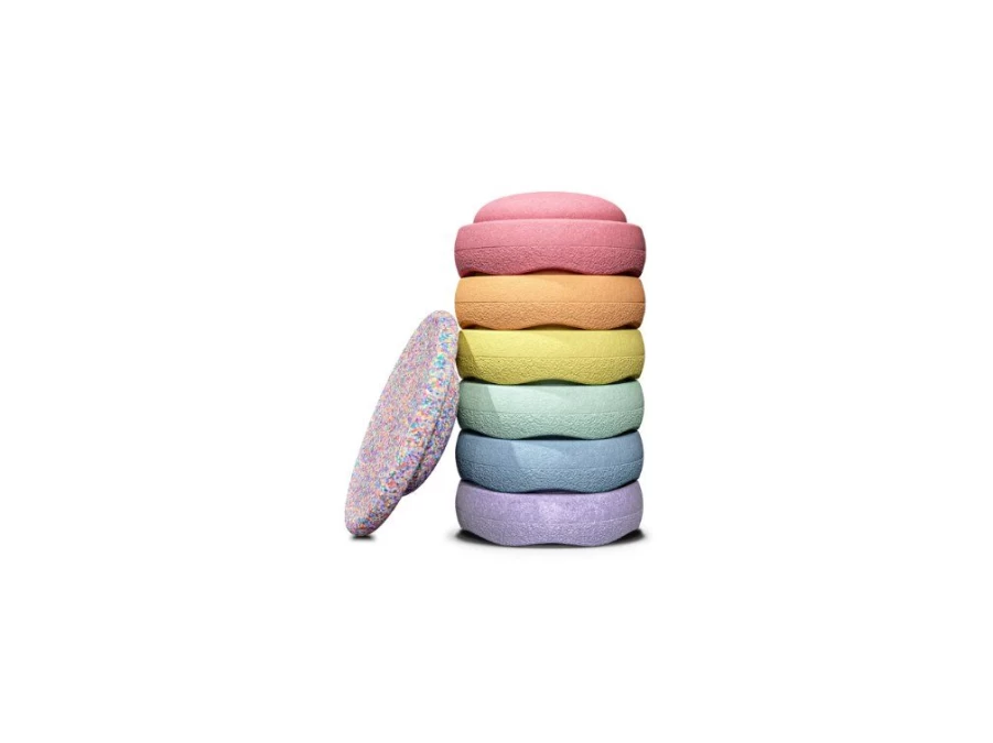 Utukutu Stapelstein Pastel Balancing Stones And Super Plate - Set Of 7 Pcs | Mobility And Balance Aids
