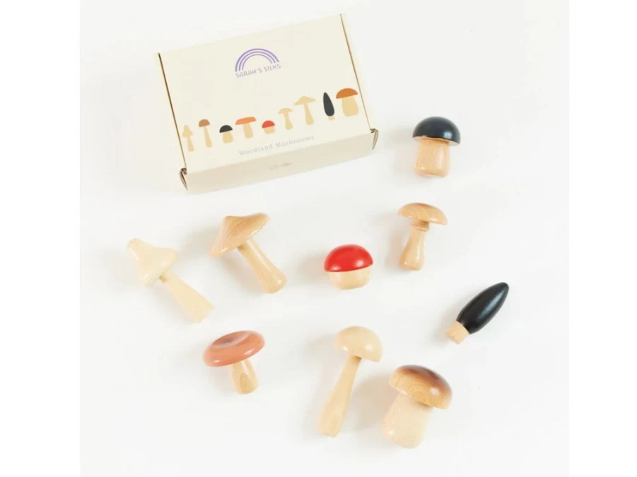 Utukutu Wooden Mushrooms - Set Of 9 Pieces | Toys