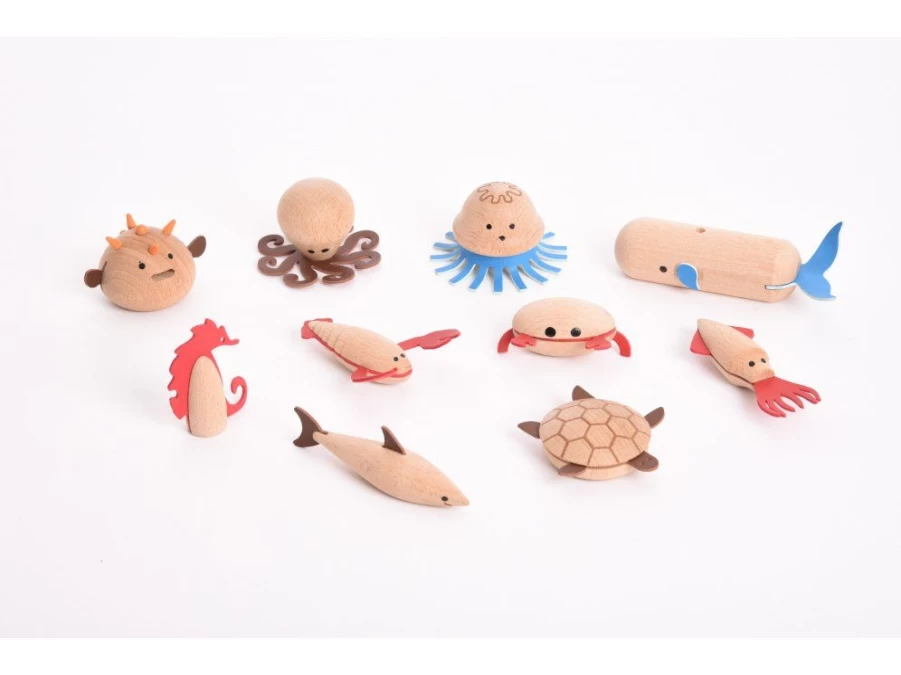 Utukutu Wooden Sea Creatures 10Pcs | Toys
