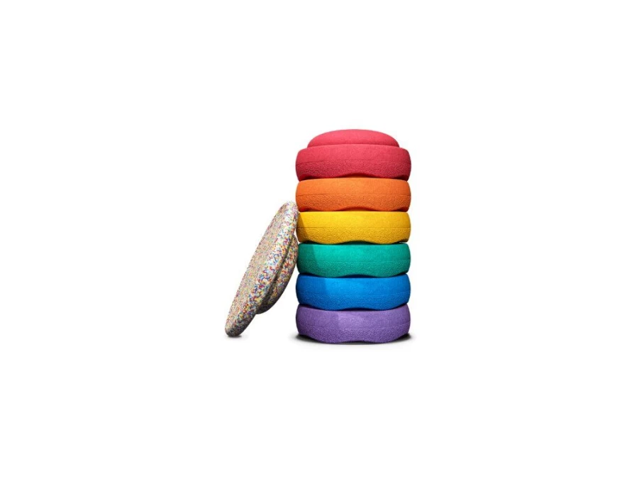 Utukutu Stapelstein Rainbow Balancing Stones And Super Board - Set Of 7 Pcs | Mobility And Balance Aids