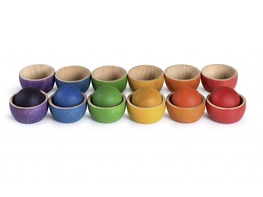 Utukutu Montessori Wooden Colored Bowls And Balls | Toys