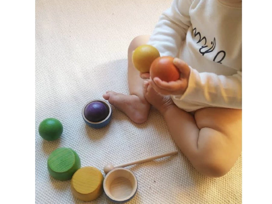 Utukutu Montessori Wooden Colored Bowls And Balls | Toys